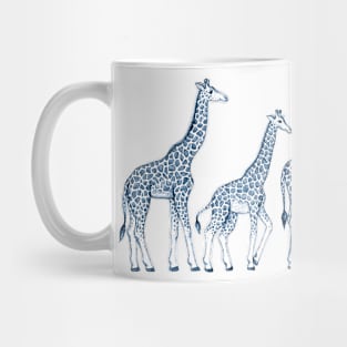 Navy Blue Giraffes on White Mug